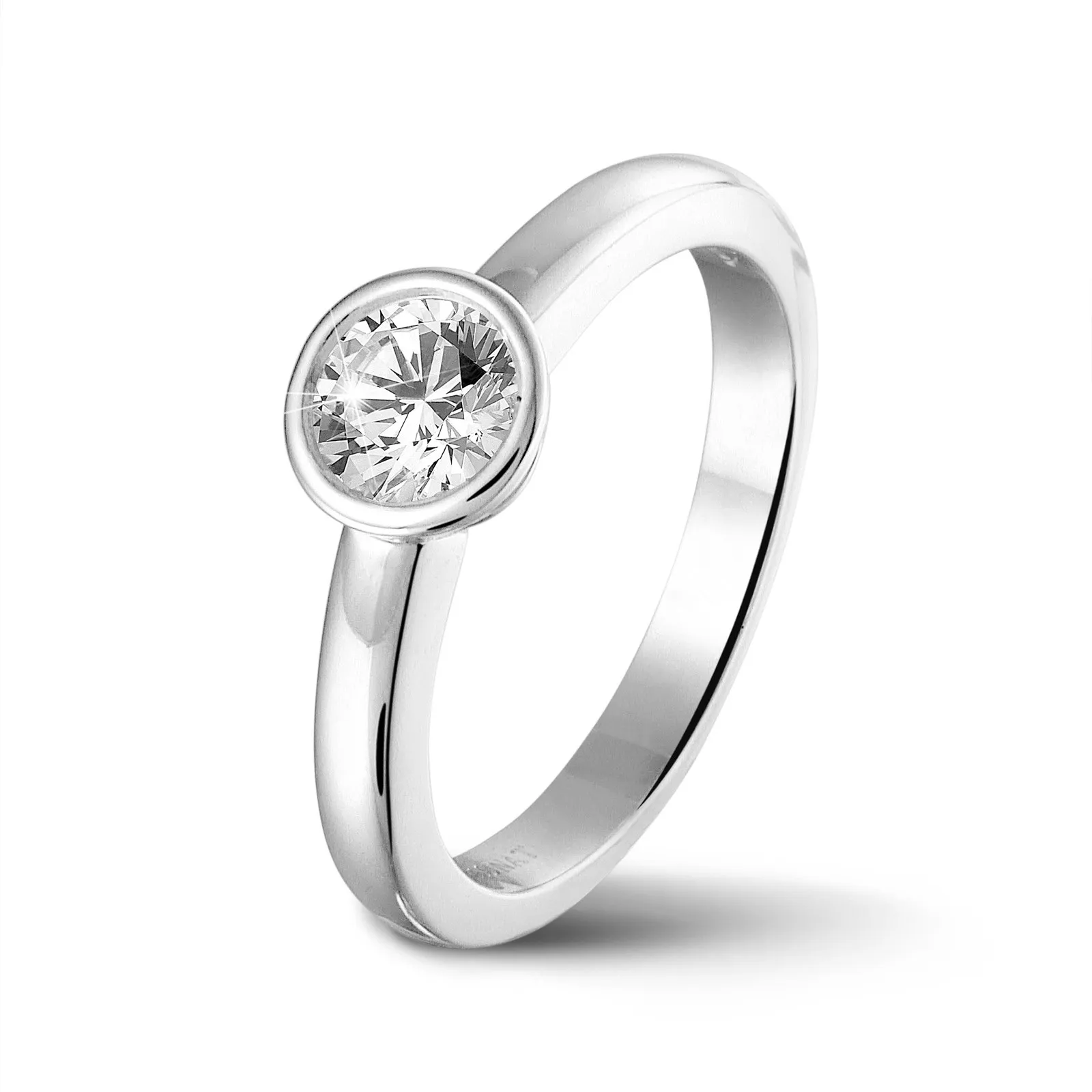 1.00 quilates anillo solitario en oro blanco con un diamante redondo 