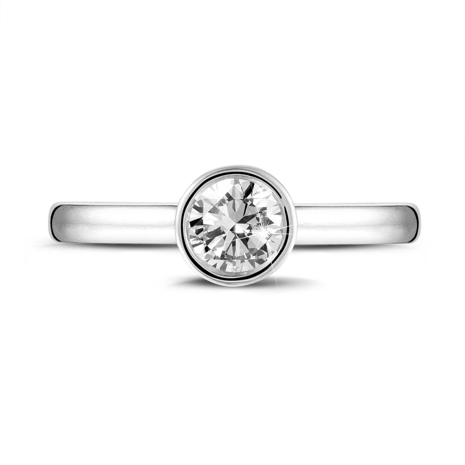 1.00 quilates anillo solitario en oro blanco con un diamante redondo 