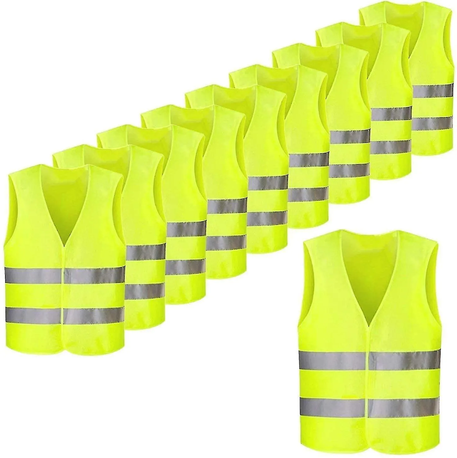 10PCS CHALECOS DE SEGURIDAD VERDE NEóN  VISIBILIDAD  LAVABLE (RUIGOU)