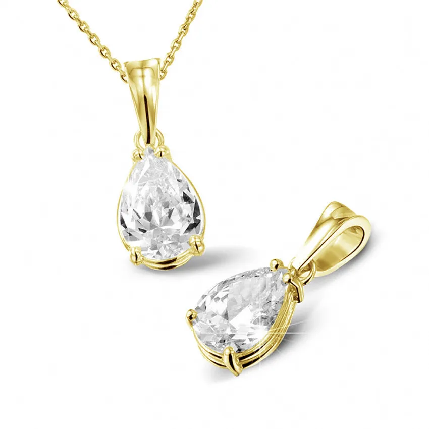 2.00 quilates colgante solitario en oro amarillo con diamante en forma de pera 