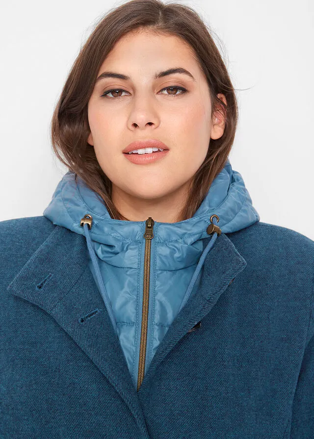 Abrigo corto de invierno con lana dos en uno Gris oscuro