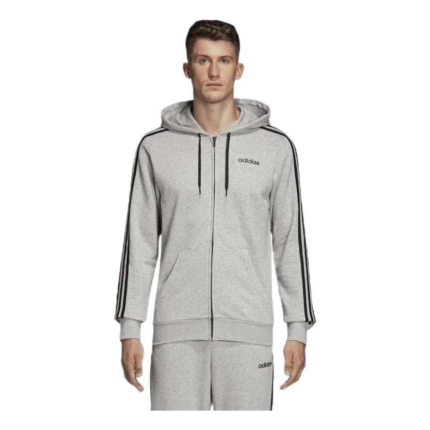 Adidas Essentials 3 Stripes Fullzip French Terry Medium Grey Heather / Black