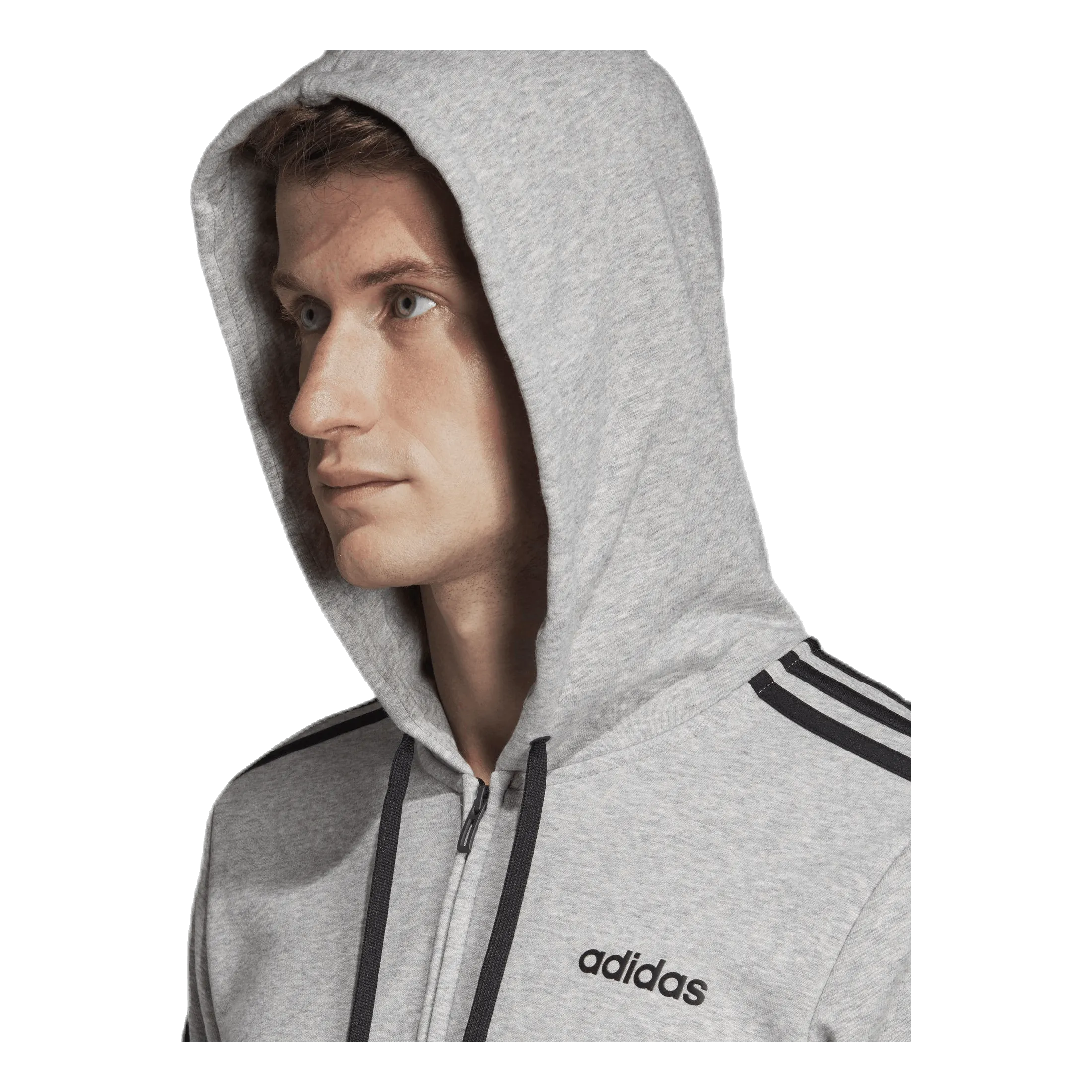 Adidas Essentials 3 Stripes Fullzip French Terry Medium Grey Heather / Black