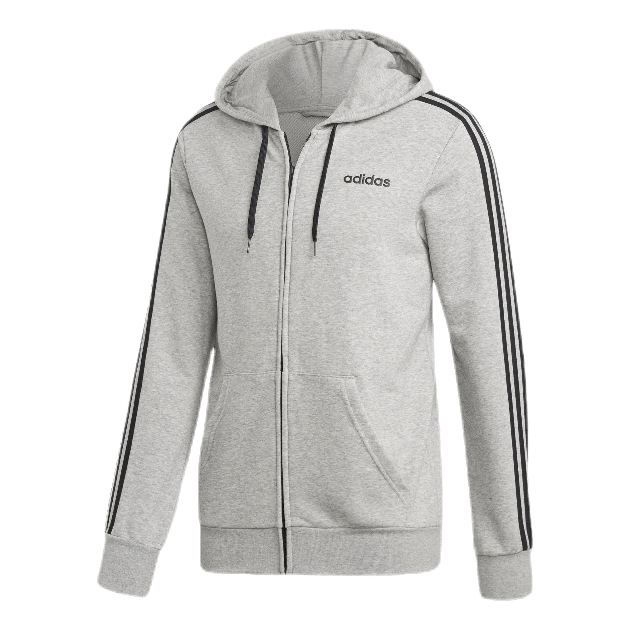 Adidas Essentials 3 Stripes Fullzip French Terry Medium Grey Heather / Black