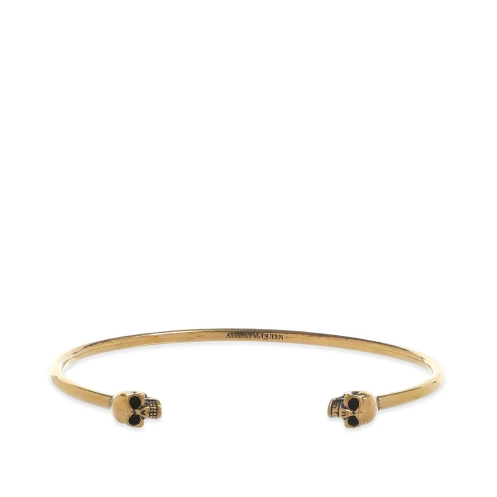 Alexander McQueen Thin Twin Skull Bracelet Oro