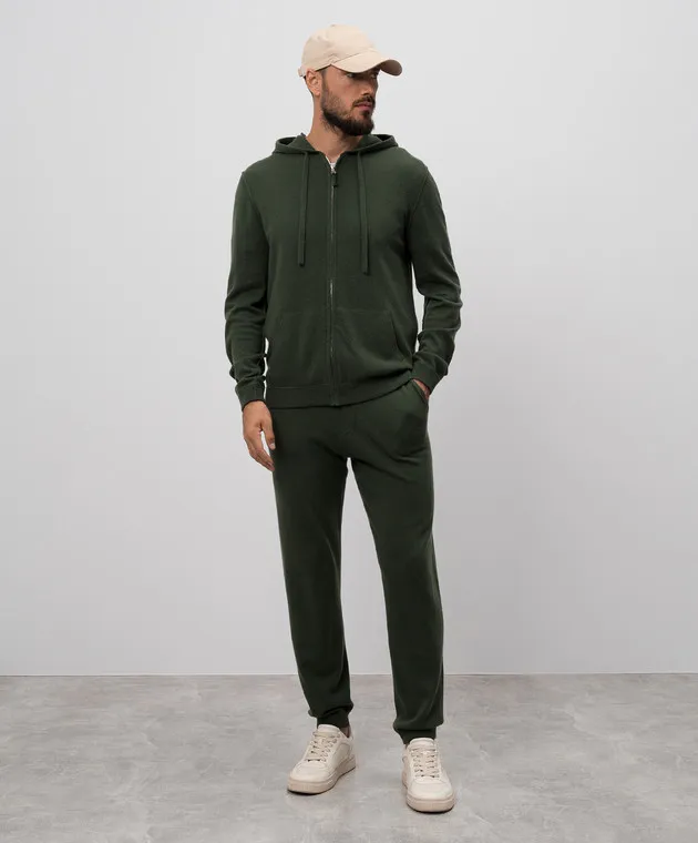 Allude Green wool and cashmere joggers