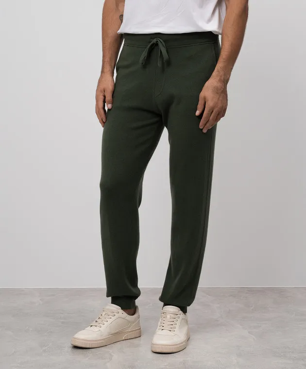 Allude Green wool and cashmere joggers