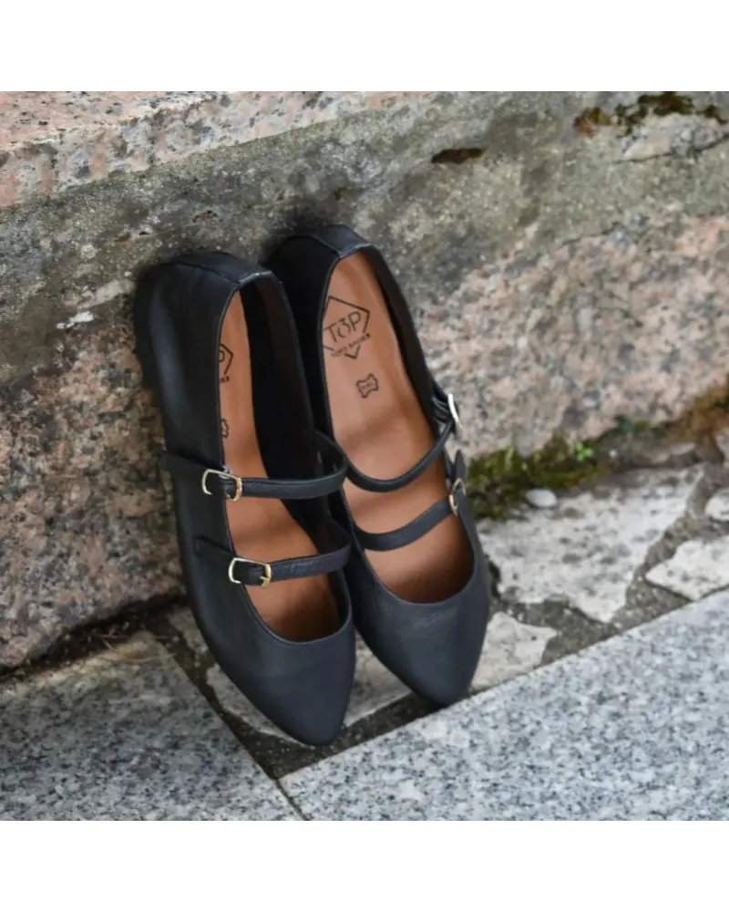 Bailarina de PIEL TOP3shoes 23331 doble hebilla