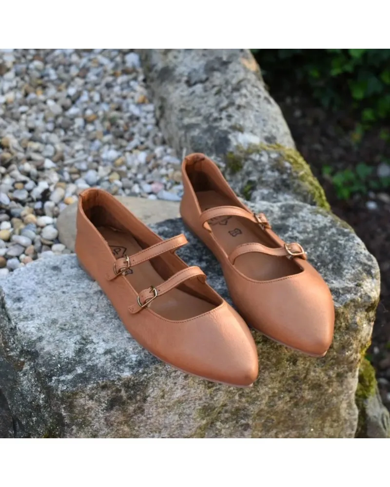 Bailarina de PIEL TOP3shoes 23331 doble hebilla