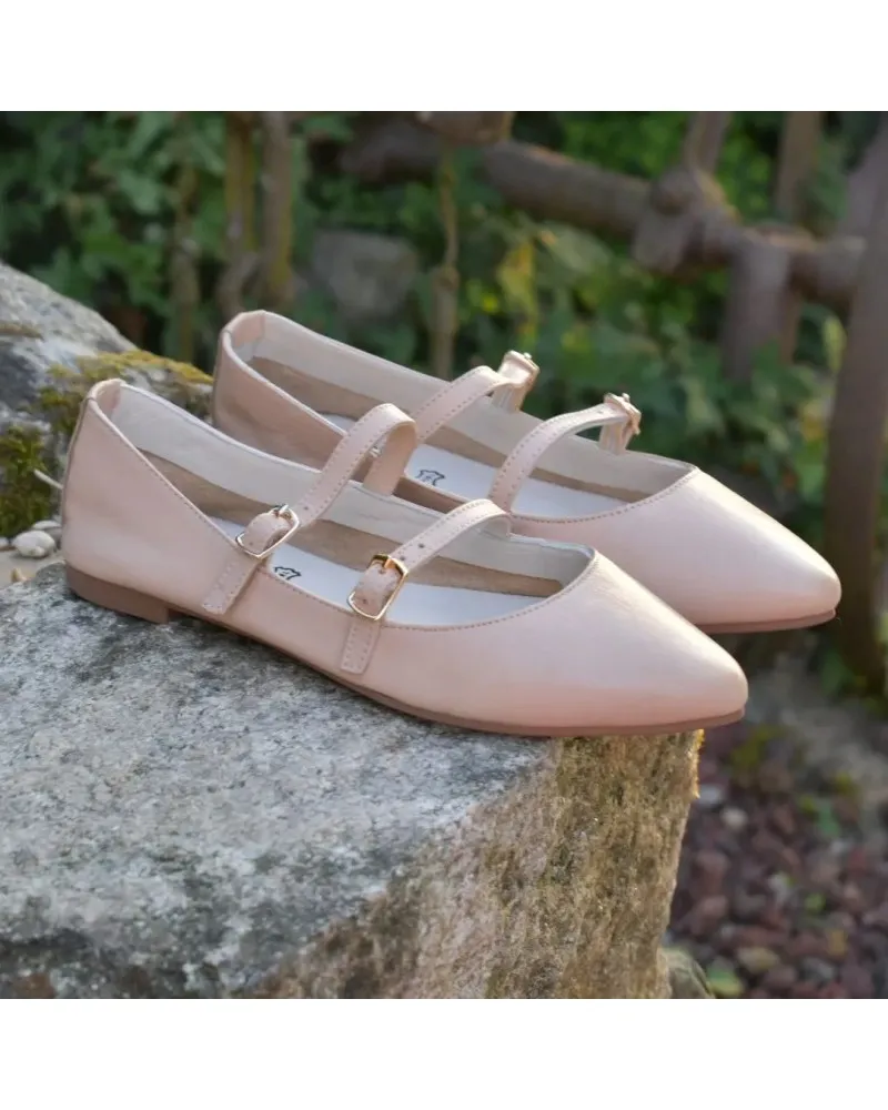 Bailarina de PIEL TOP3shoes 23331 doble hebilla