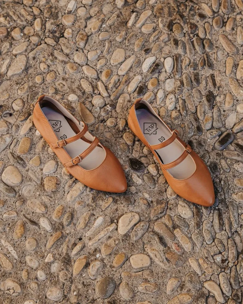 Bailarina de PIEL TOP3shoes 23331 doble hebilla