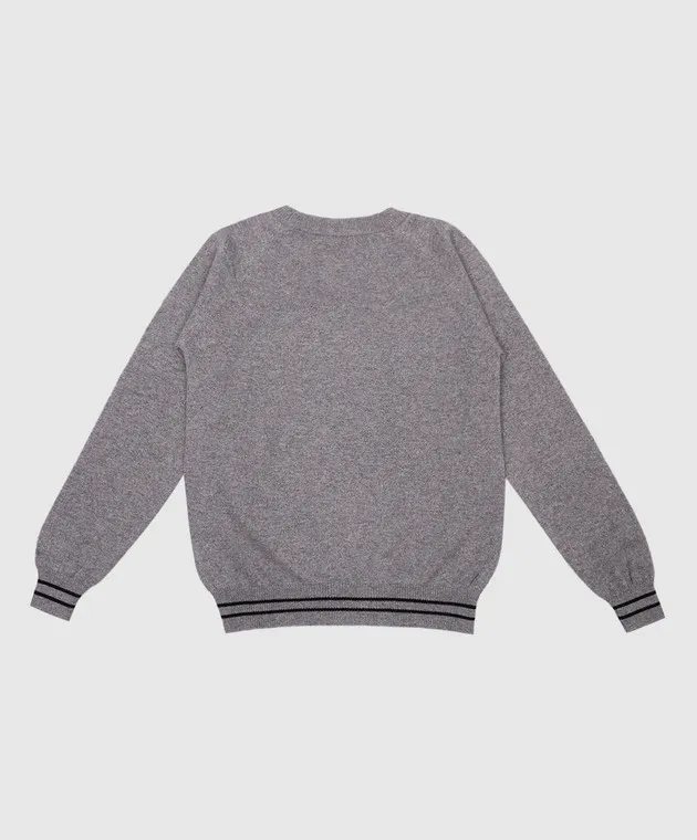 Balmain Gray wool, silk and cashmere logo jumper for kids
