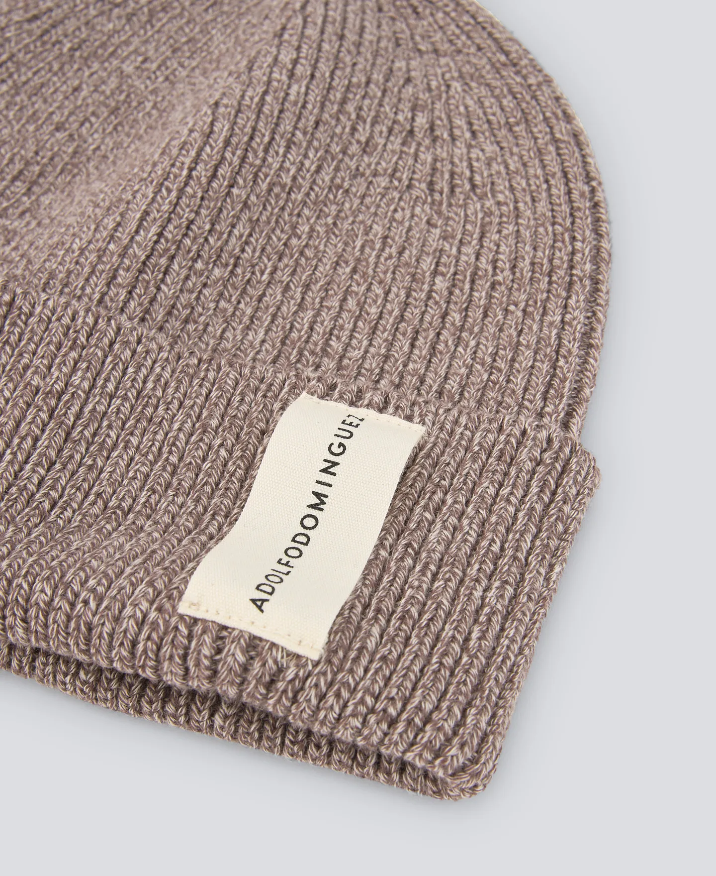 Beige cotton beanie for man