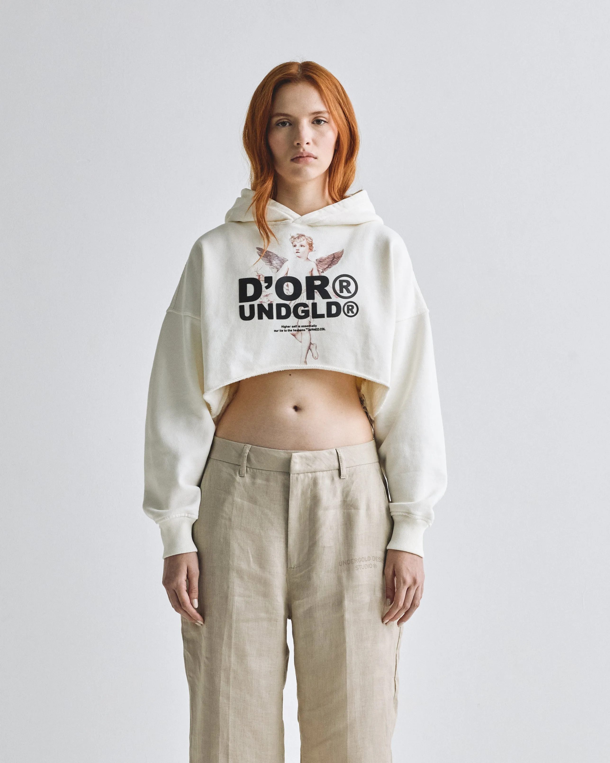 Beyond Cherub D'or Cropped Hoodie Cream