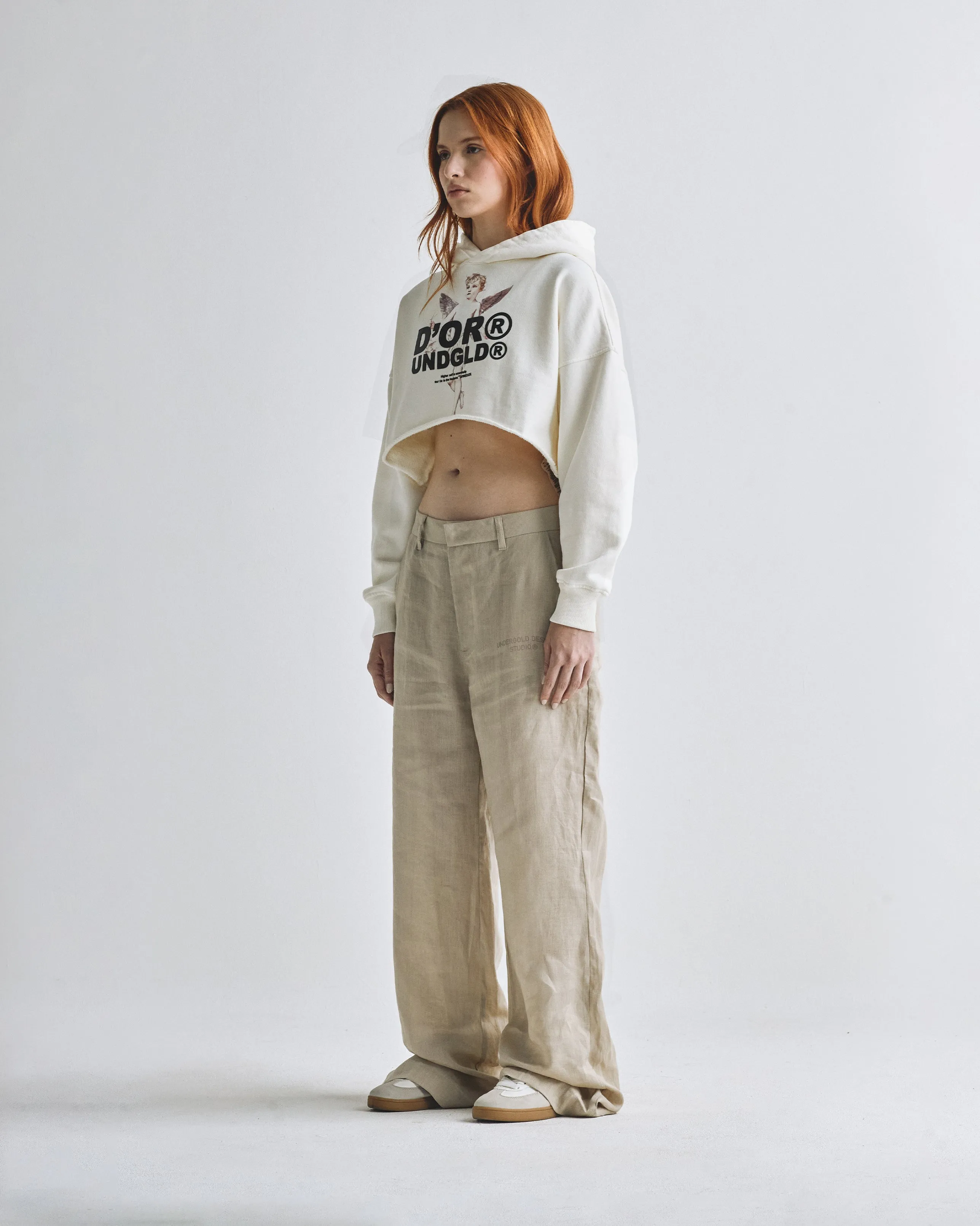 Beyond Cherub D'or Cropped Hoodie Cream