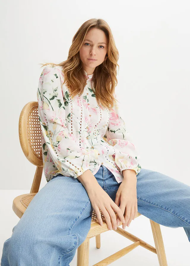 Blusa Blanco lana con flores