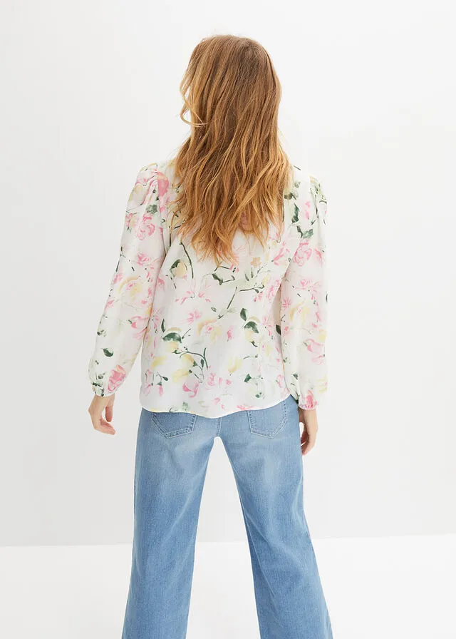 Blusa Blanco lana con flores