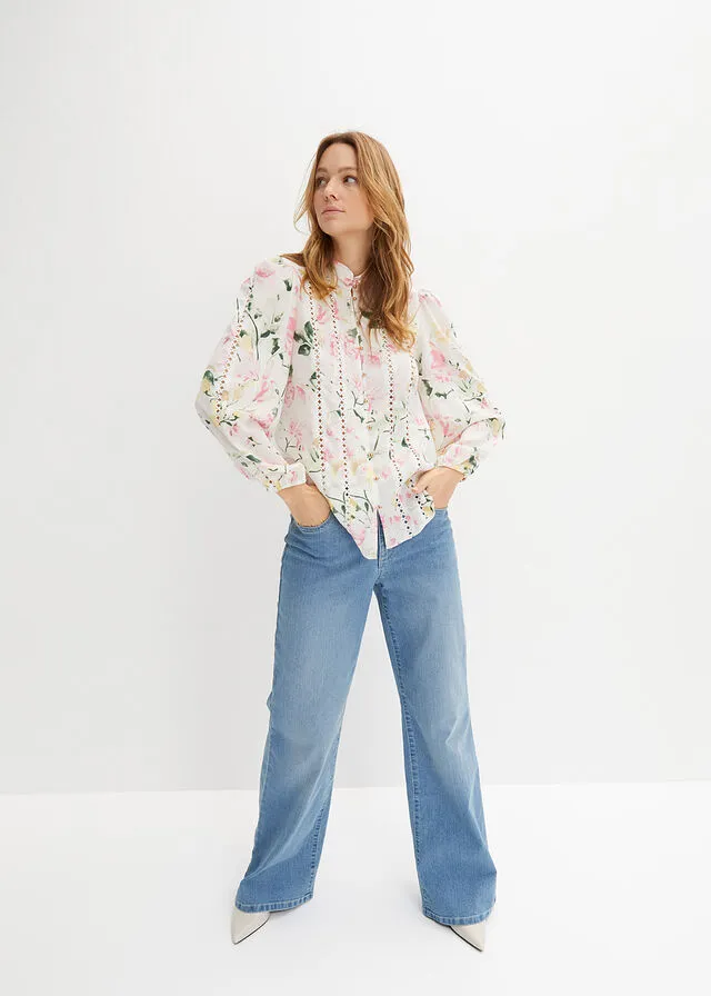 Blusa Blanco lana con flores