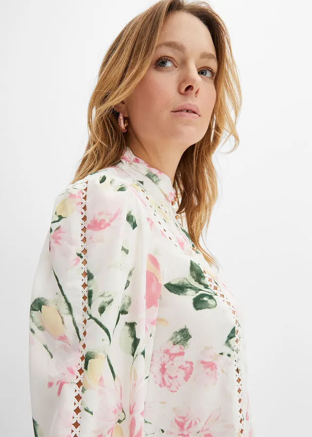 Blusa Blanco lana con flores
