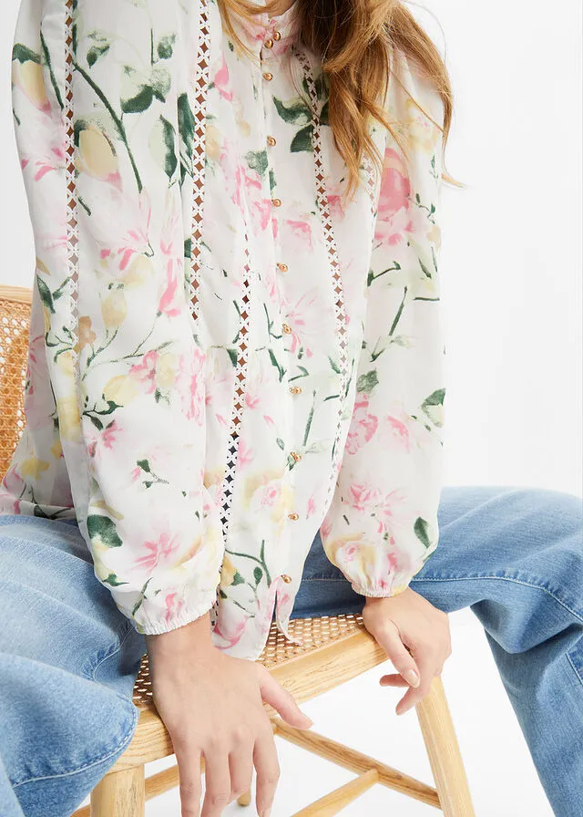 Blusa Blanco lana con flores