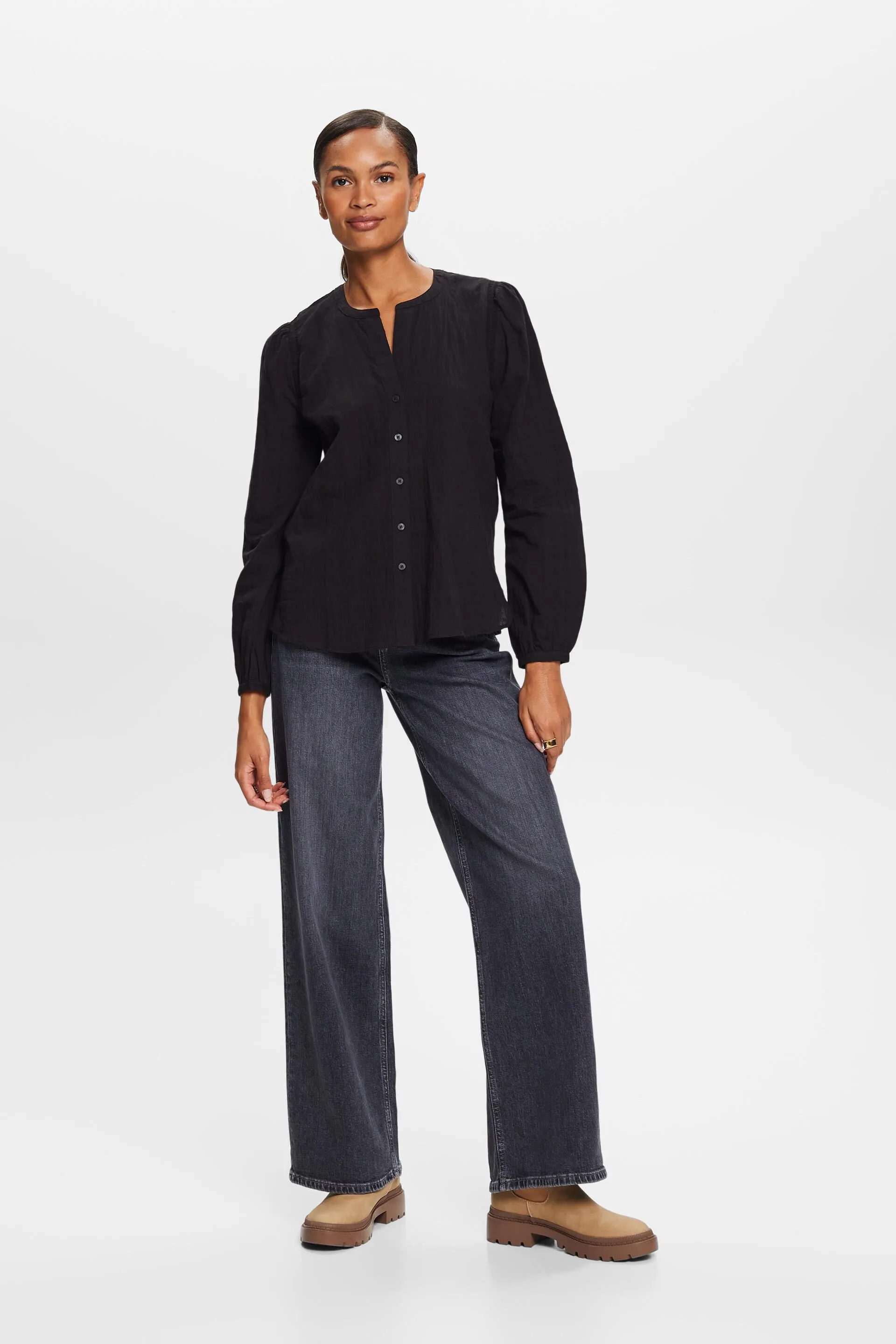 Blusa de algodón con textura