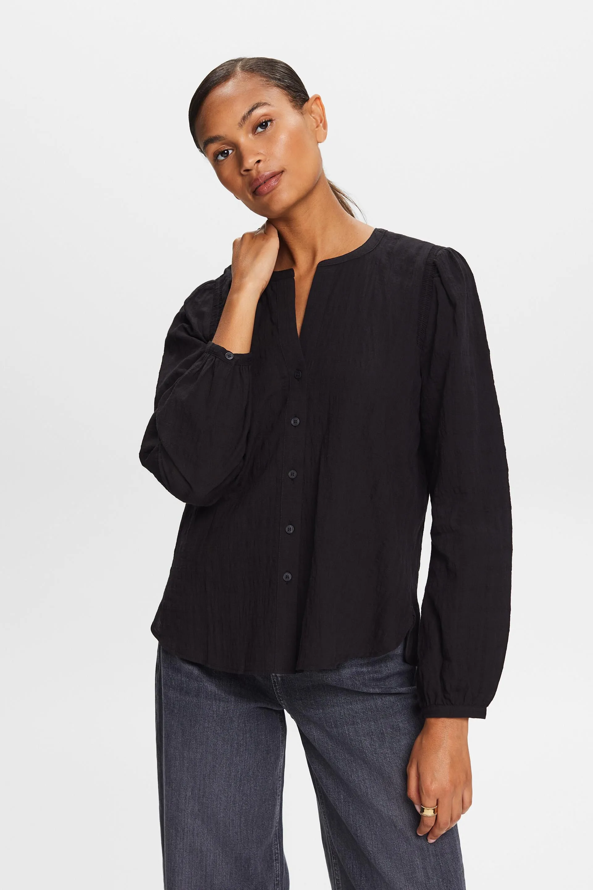 Blusa de algodón con textura