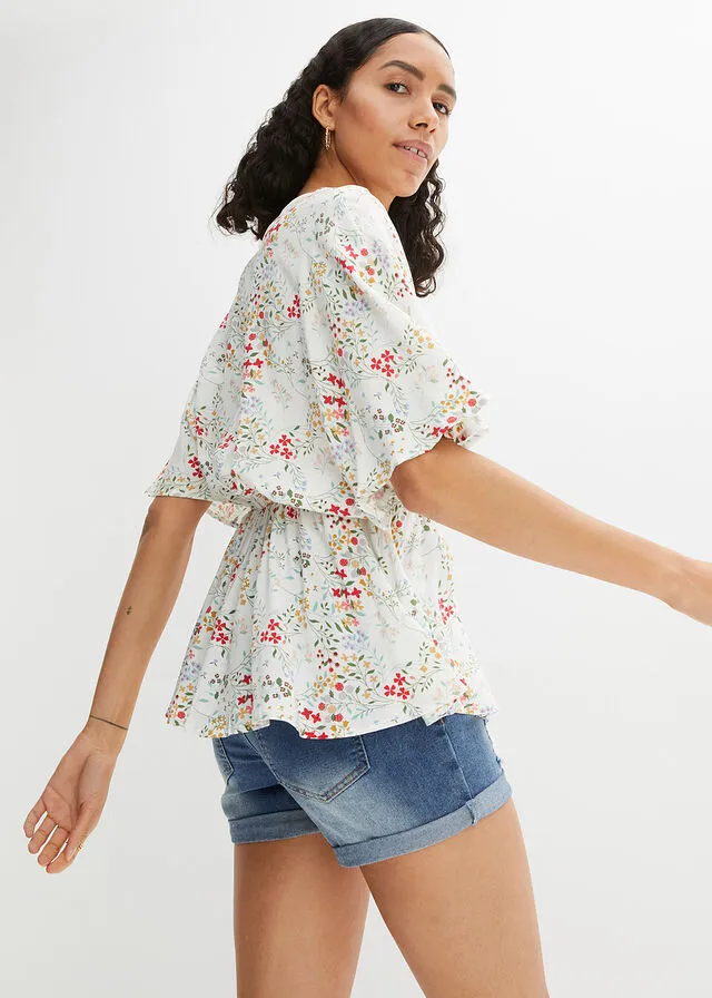 Blusa estampada Blanco lana con flores