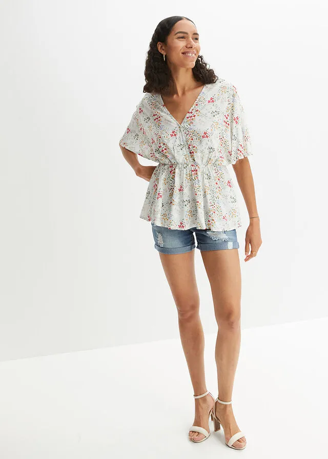 Blusa estampada Blanco lana con flores
