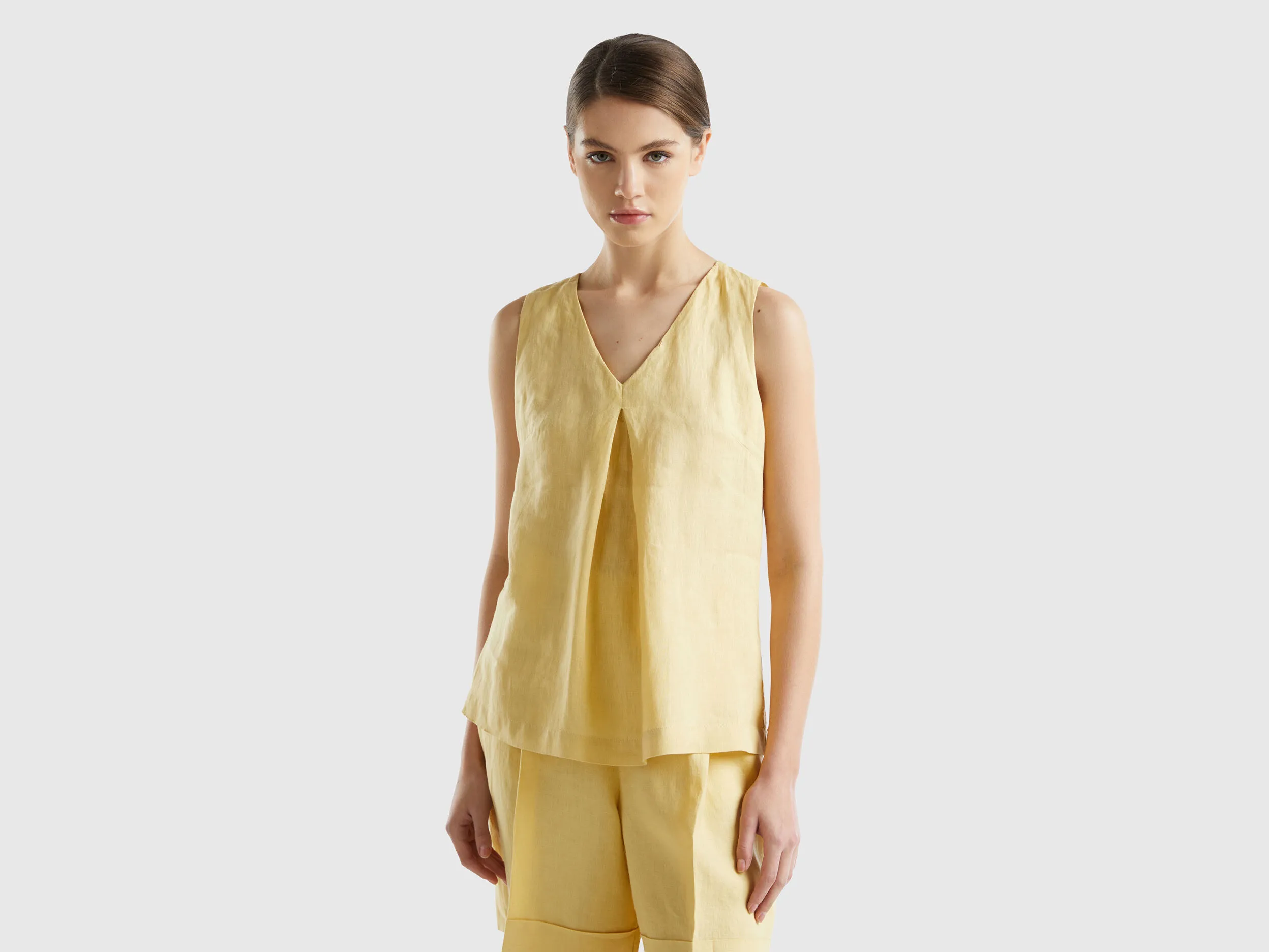 Blusa sin mangas de lino puro