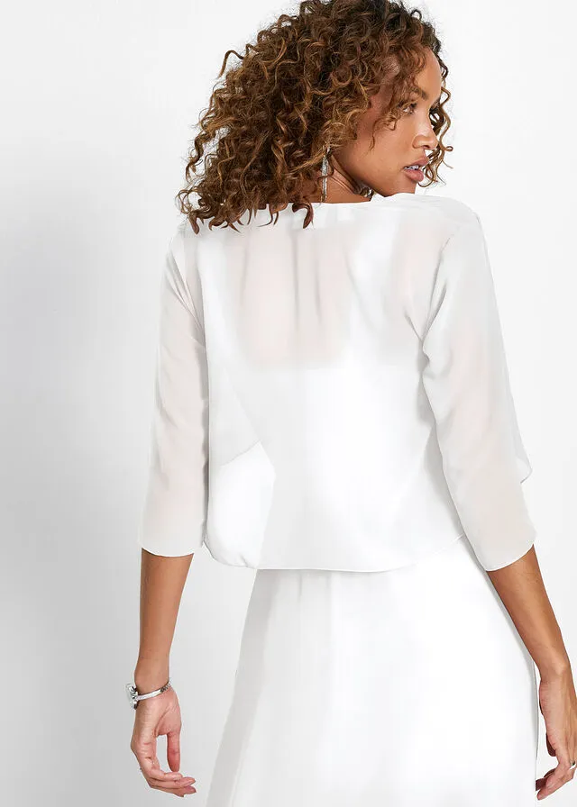 Bolero de gasa con poliéster reciclado Blanco lana