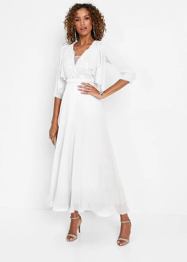 Bolero de gasa con poliéster reciclado Blanco lana