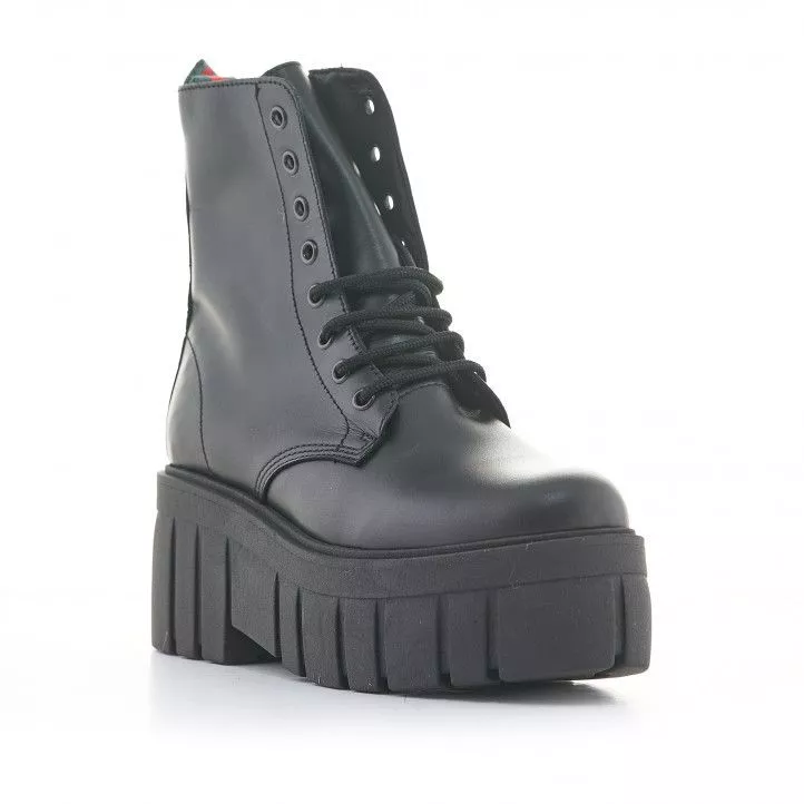 Botines plataforma Redlove katharine negros de piel con suela dentada