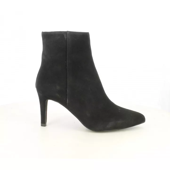 Botines tacón Angel Alarcón negros de piel con cremallera lateral acabados en punta
