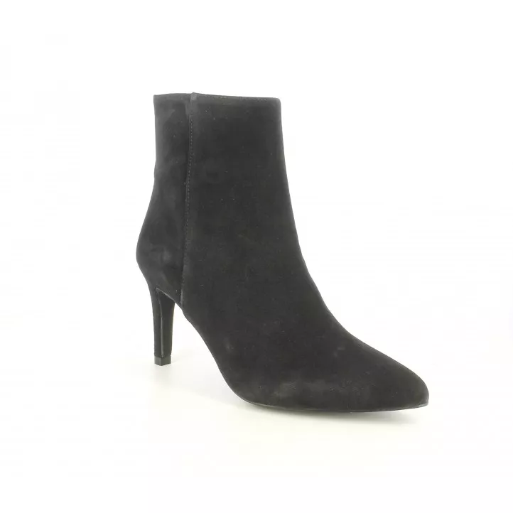 Botines tacón Angel Alarcón negros de piel con cremallera lateral acabados en punta