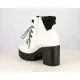 Botines tacón Owel blancas con suela negra y cordones