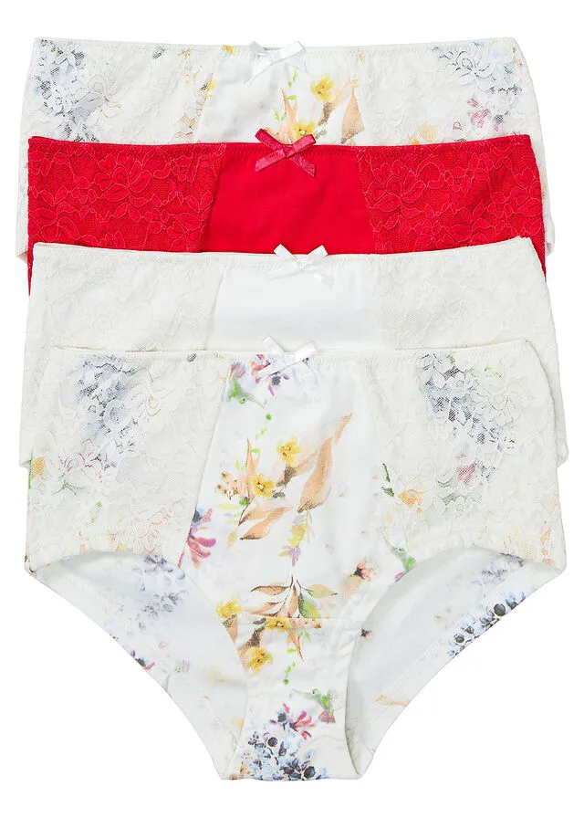 Braga maxi (4 unidades) de algodón orgánico Blanco lana de flores + rojo granada + blanco lana