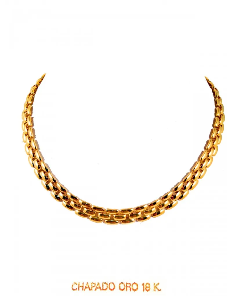 CADENA CHAPADA ORO, DISEÑO CARTIER PANHER ,LARGO 45CM, ANCHO 1CM