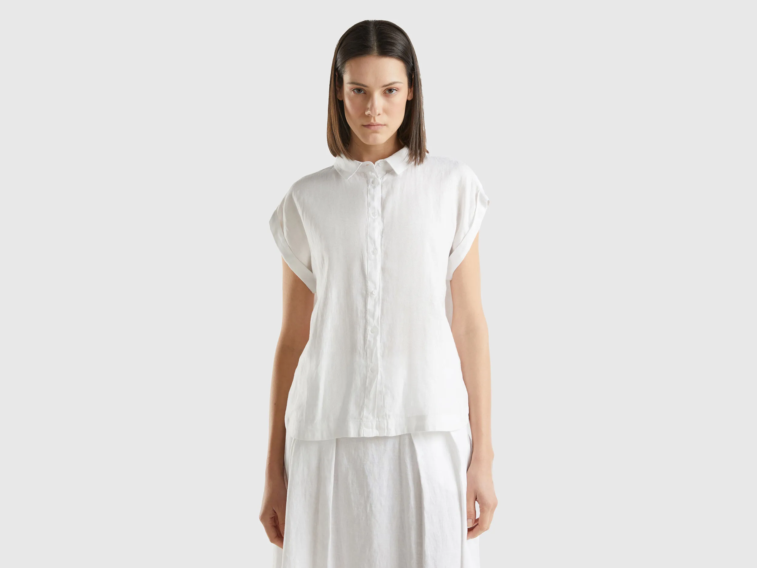 Camisa boxy fit de lino puro