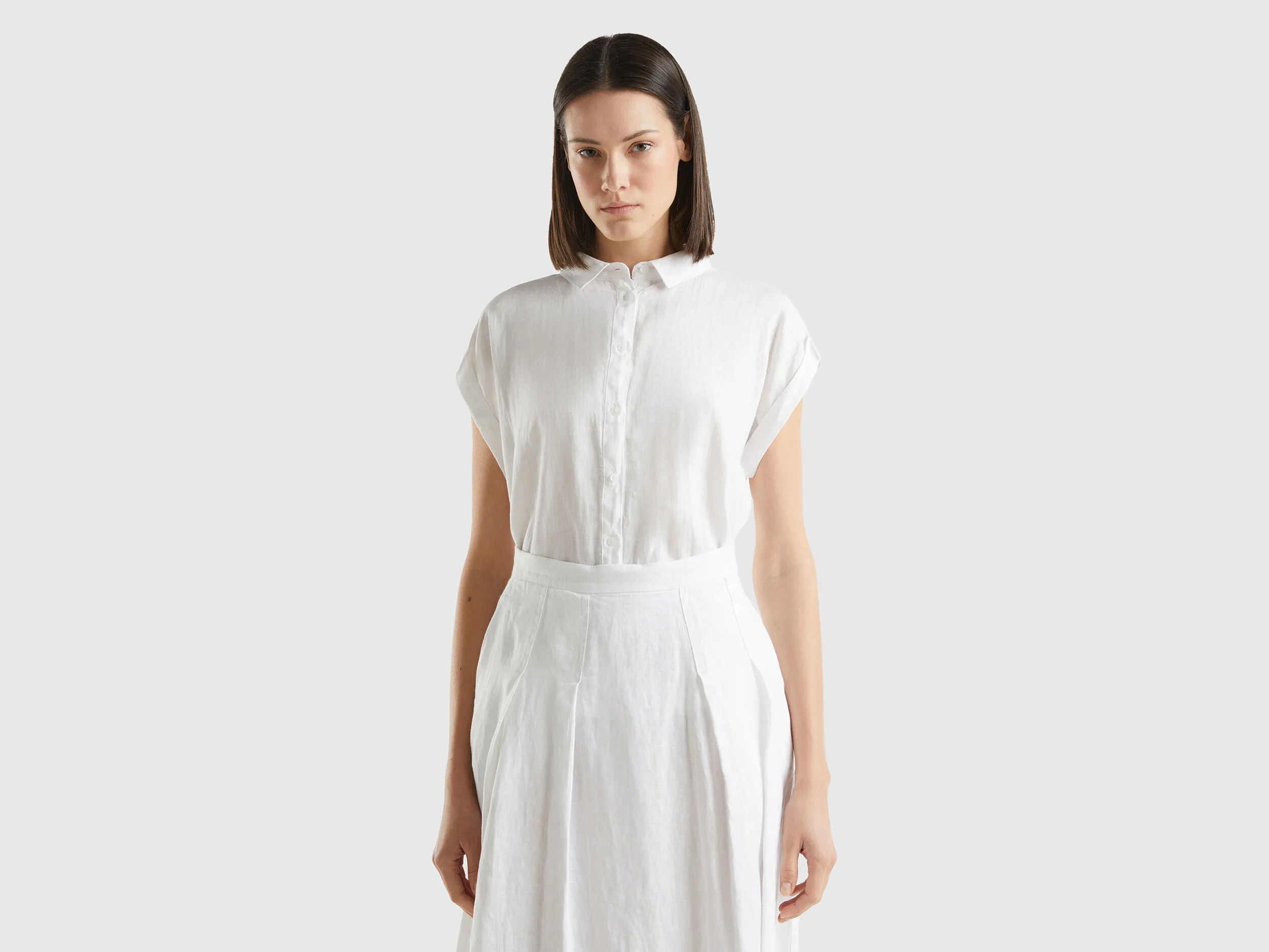 Camisa boxy fit de lino puro