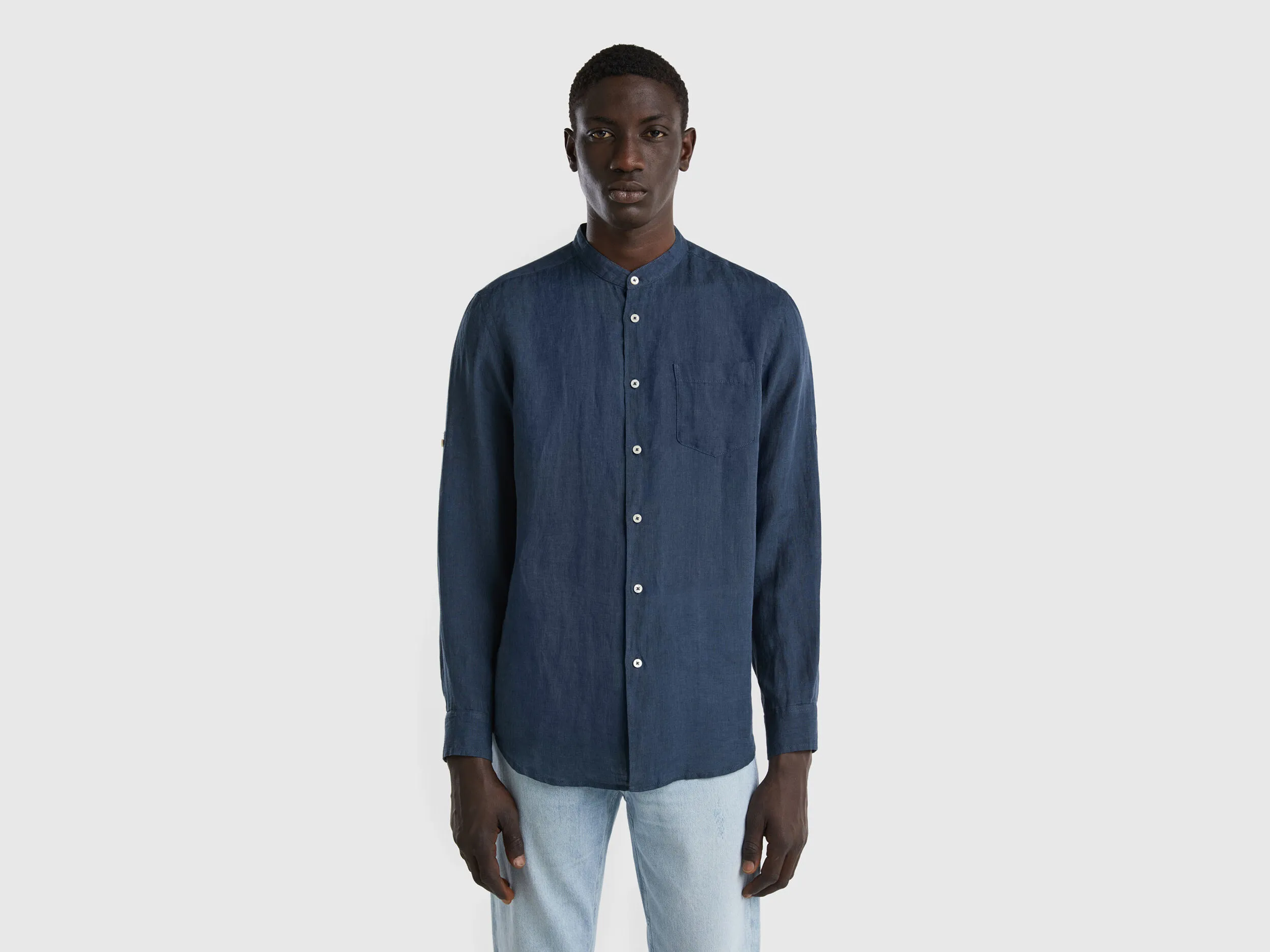 Camisa de lino con cuello mao