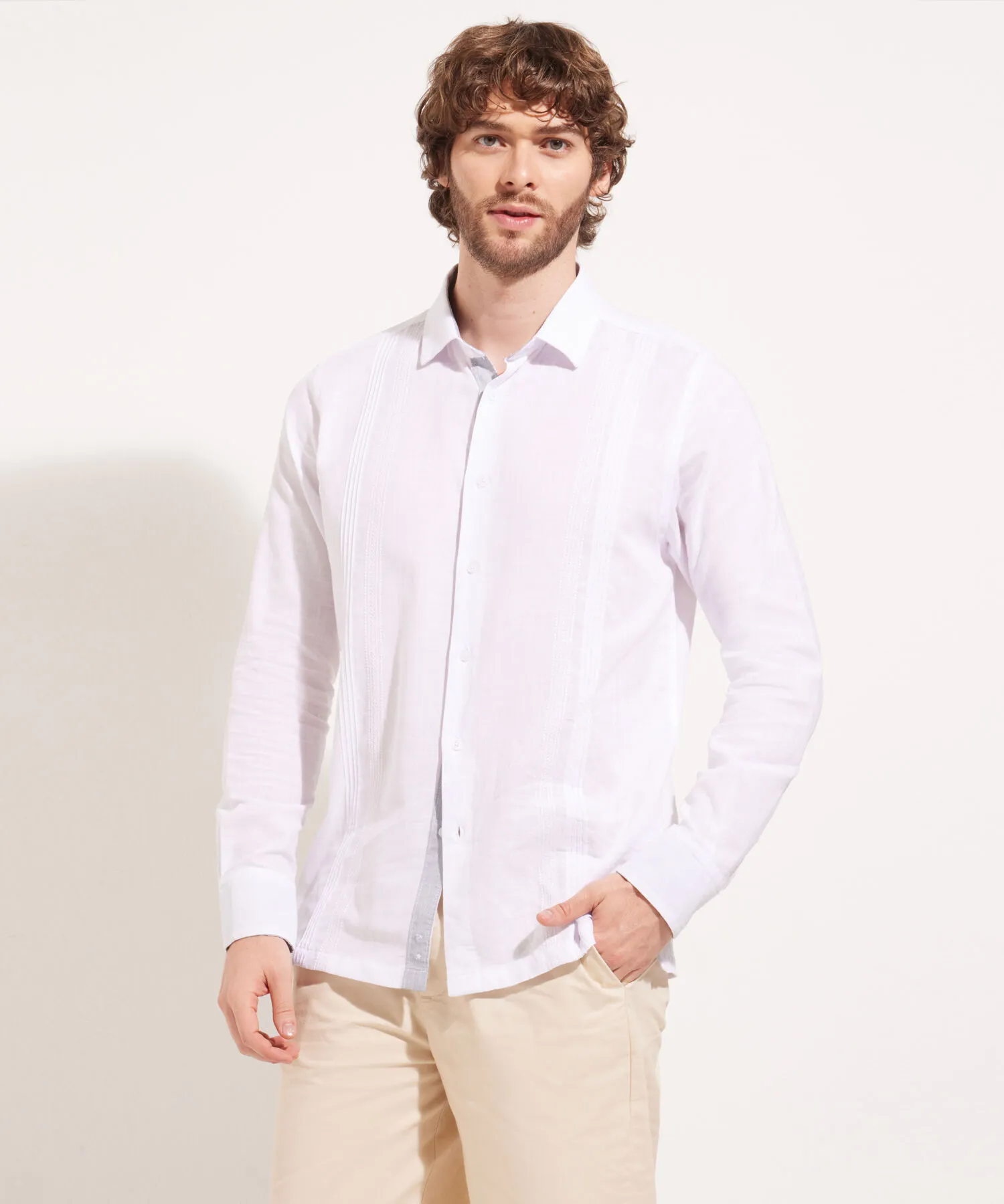 CAMISA GUAYABERA MANGA LARGA