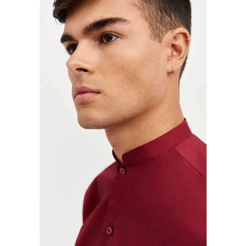 CAMISA MANGA CORTA STRETCH CON CUELLO MAO SLIM FIT  MONZA