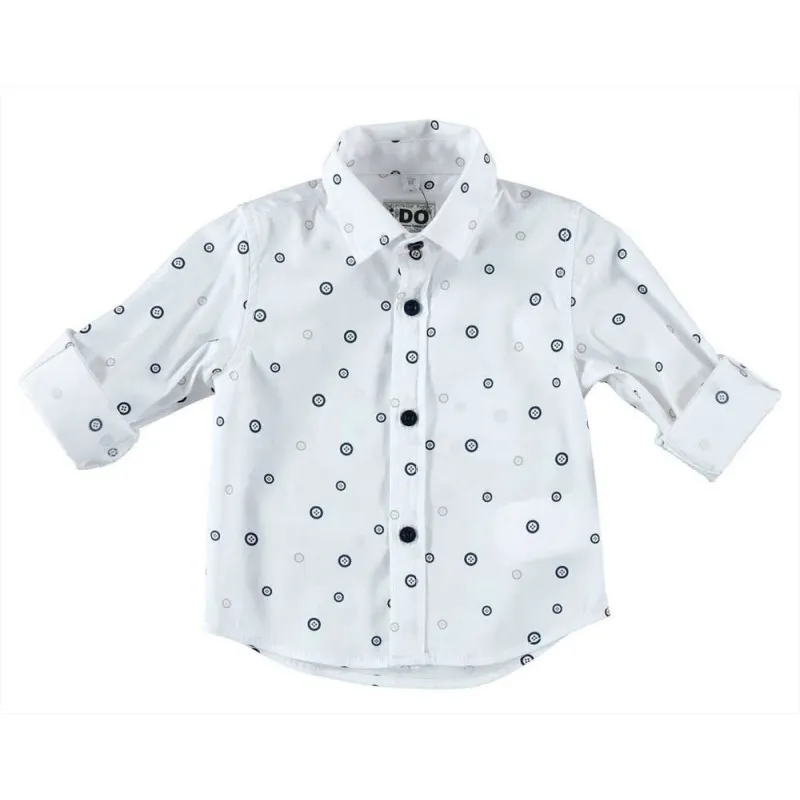Camisa niño blanca con estampado de botones