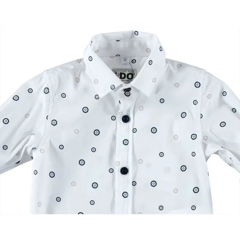 Camisa niño blanca con estampado de botones
