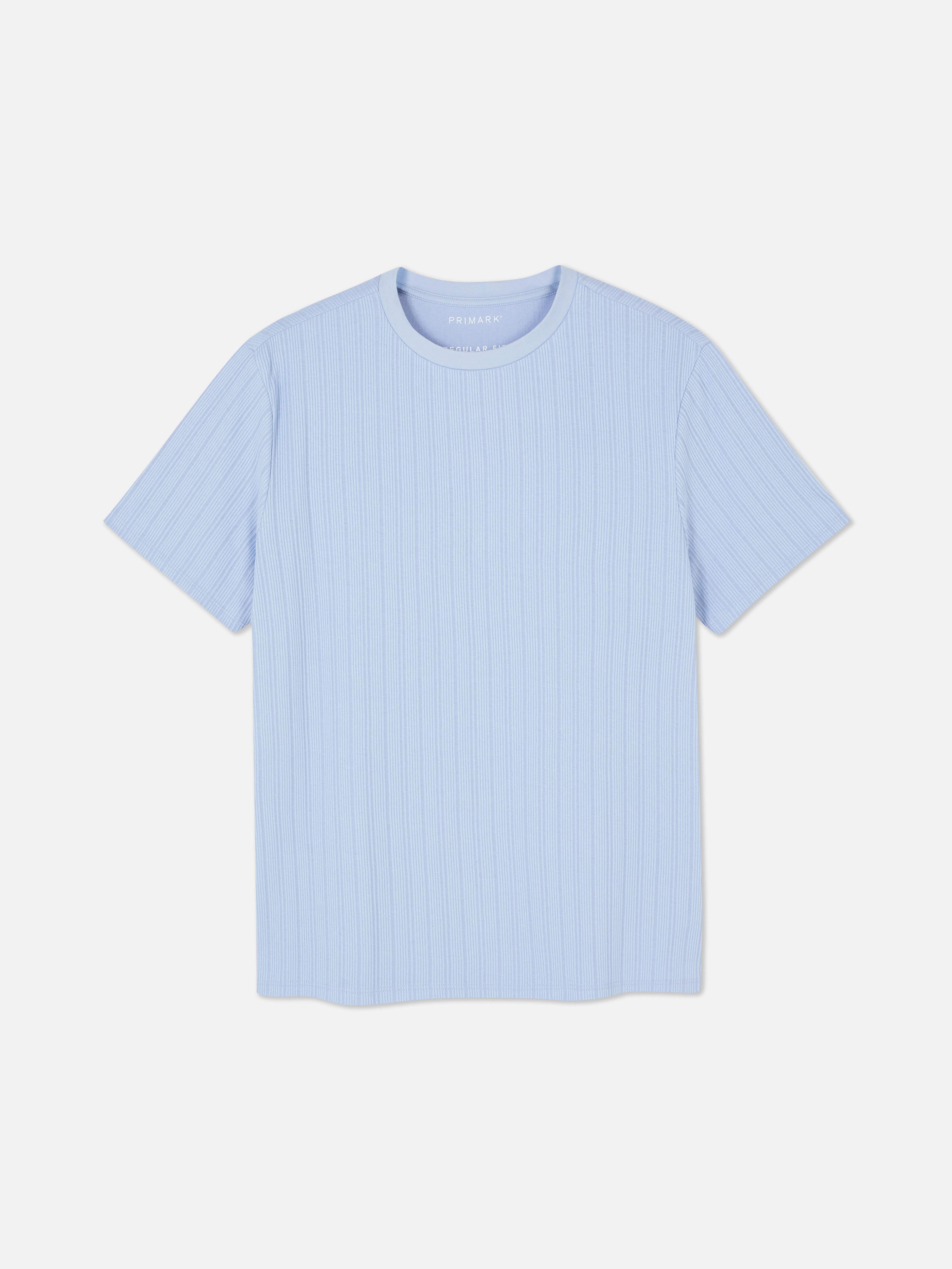 Camiseta acanalada con cuello redondo
