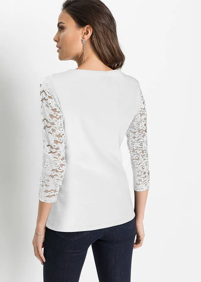 Camiseta con cremallera Blanco lana