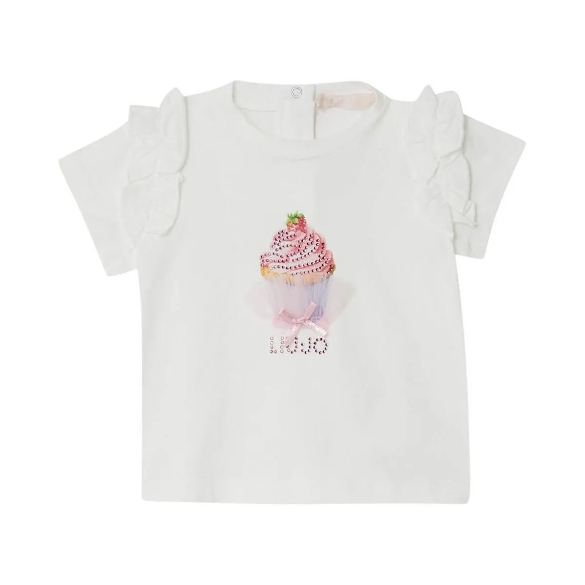Camiseta con estampado y strass