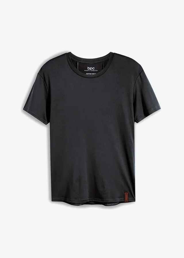 Camiseta funcional con inserto de malla Negro