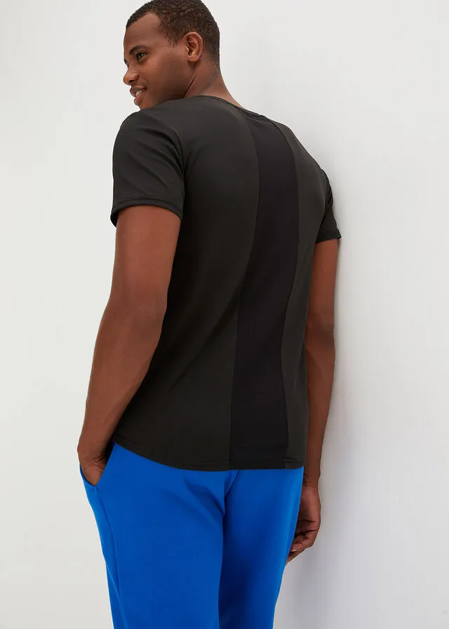 Camiseta funcional con inserto de malla Negro