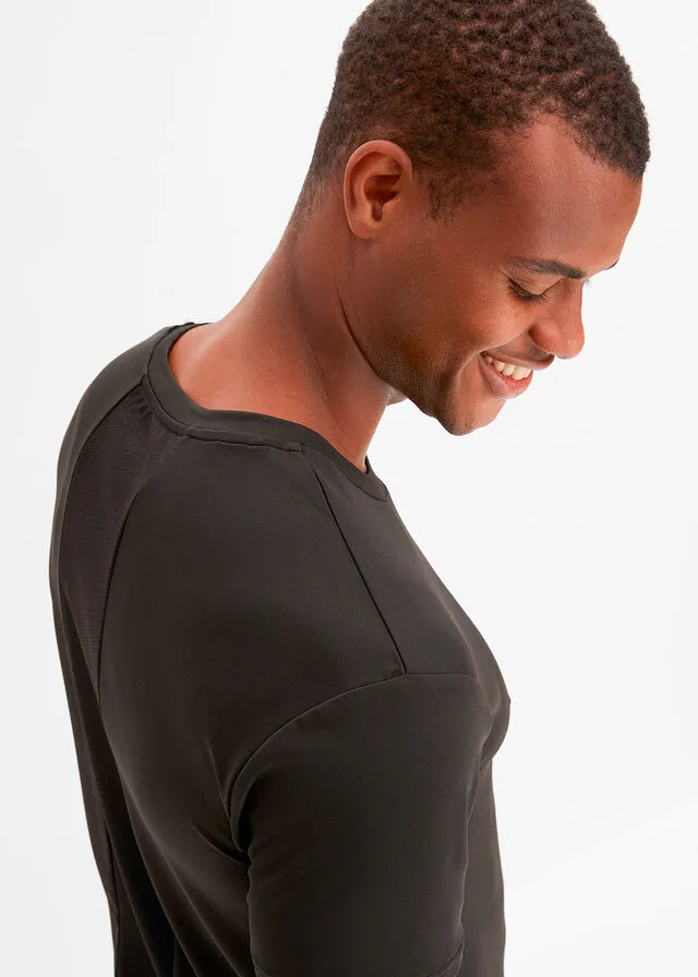 Camiseta funcional con inserto de malla Negro